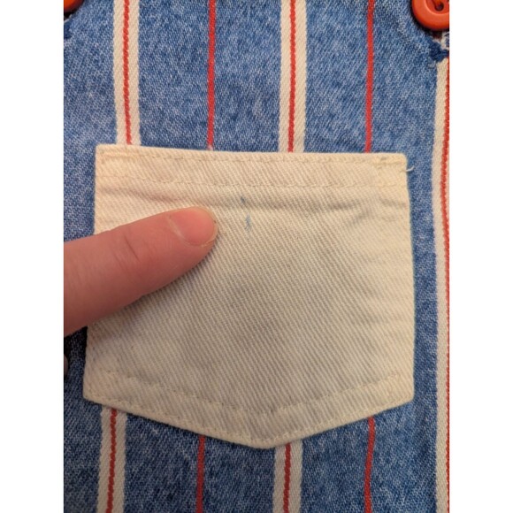 Vintage Healthtex Size 3T Striped Denim Overalls Romper 100% Cotton Made in USA - Picture 3 of 10